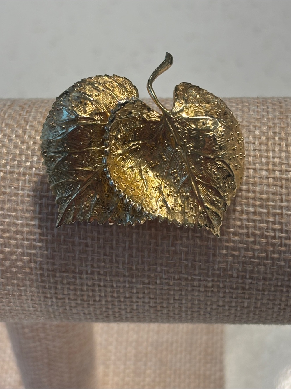 Vintage 1967 Henkel Grosse for Christian Dior Gold Leaf Brooch Pin Signed